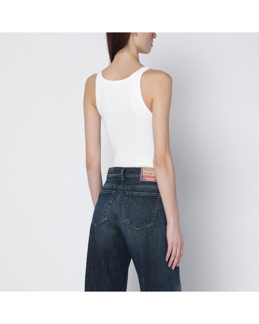 DIESEL Blue T-Wife Tank Top With Laser-Cut Oval D