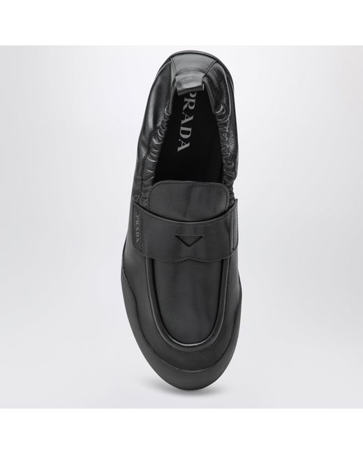 Prada Black Leather Speedrock Loafers for men