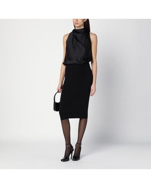 Gonna a matita nera in lana di Saint Laurent in Black