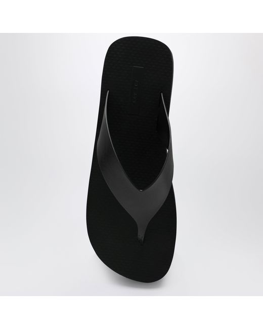 The Row Black Dune Leather Flip-Flops