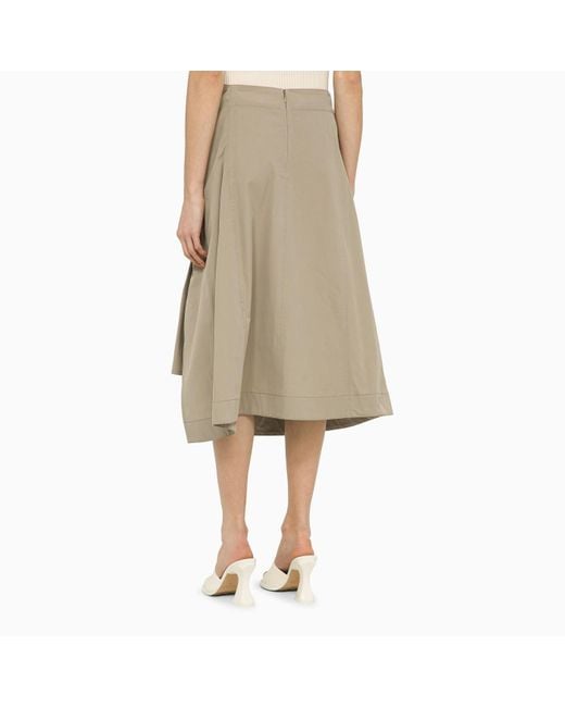 Bottega Veneta Natural Sand-coloured Midi Skirt With Knot