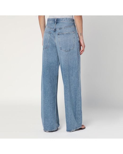 Agolde Blue Wide Vana Fold Jeans With Washed Effect