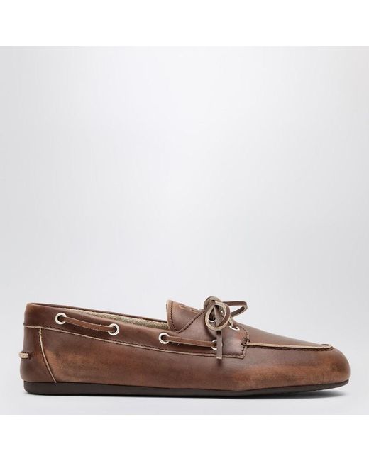 Mocassino bruciato in pelle effetto vintage di Miu Miu in Brown