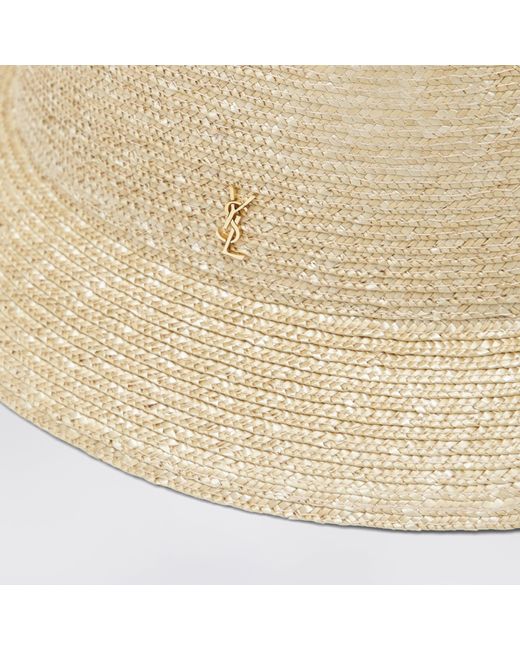 Saint Laurent Natural Straw Hat With Cassandre Logo