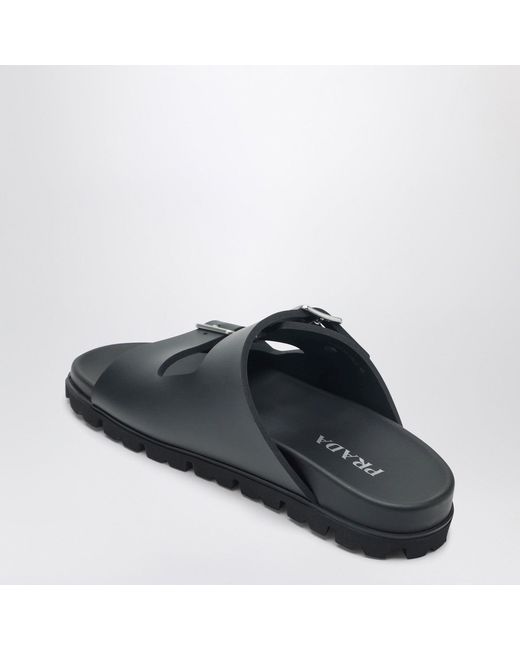 Prada Black Leather Slider Sandals