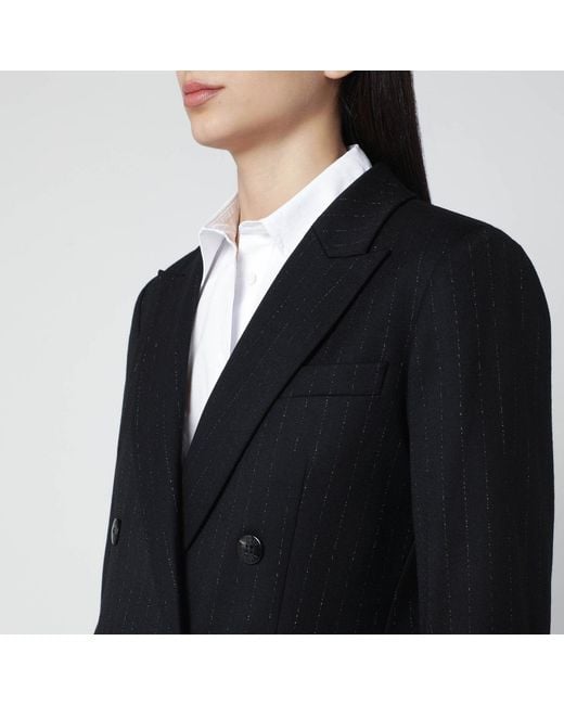 VI TO VI Black Pinstripe Lurex Double Breasted Jacket