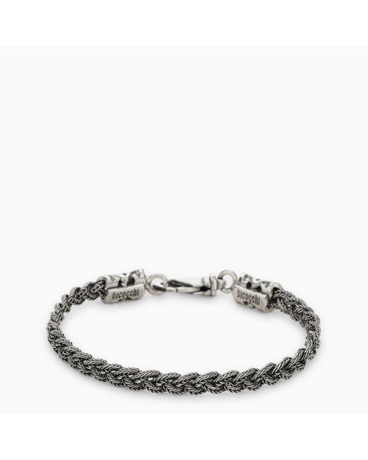 Emanuele Bicocchi Metallic Silver 925 Braided Bracelet for men