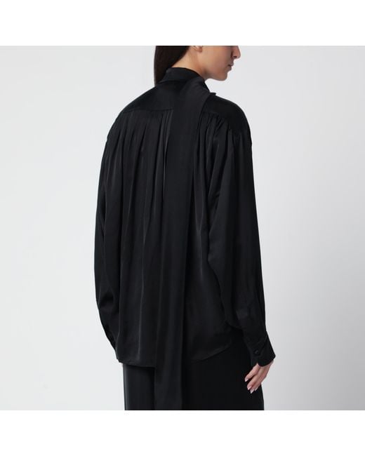ANDAMANE Black Mathilda Cupro Satin Blouse
