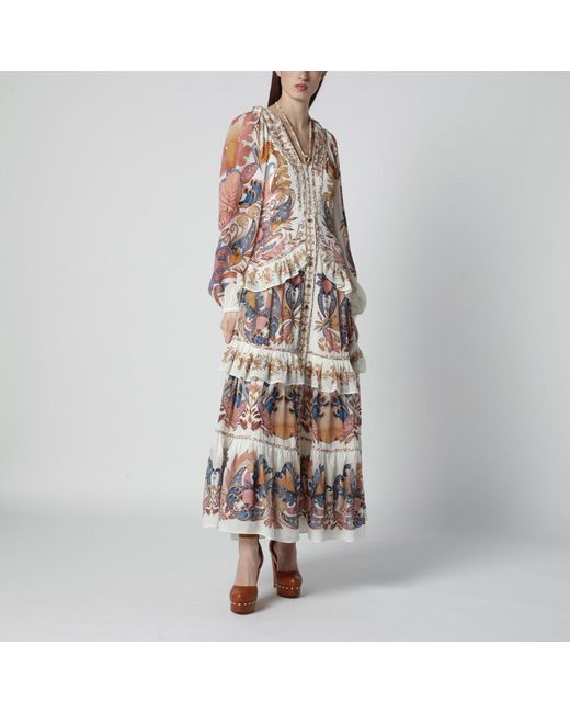 Farm Rio Multicolor Sea Garden Dress With Tiered Ruffles