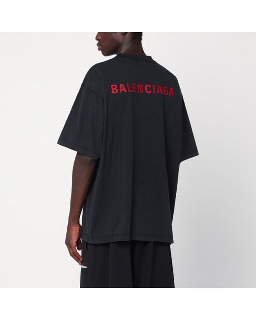 Balenciaga Black Faded Back Medium Fit T-Shirt for men
