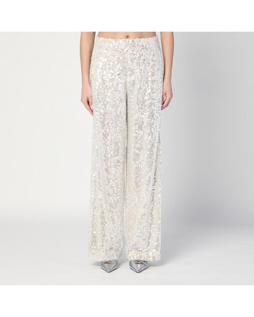 Philosophy White Elfenbeinfarbene Weite Hose Mit Pailletten