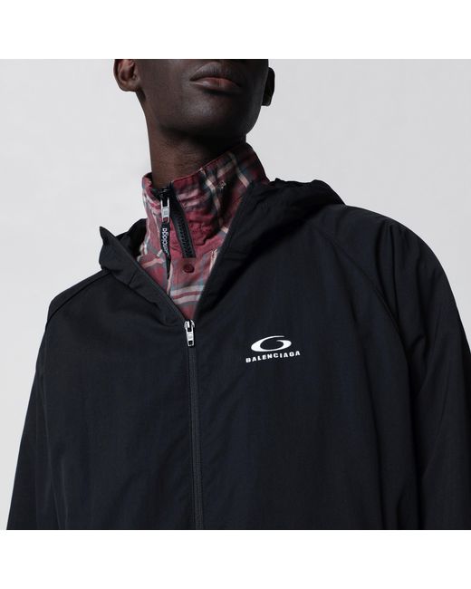 Balenciaga Black Technical Hooded Track Jacket for men
