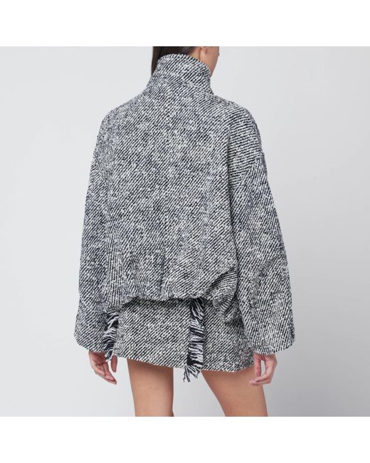 DURAZZI MILANO Gray Patterned Wool-Blend Bomber