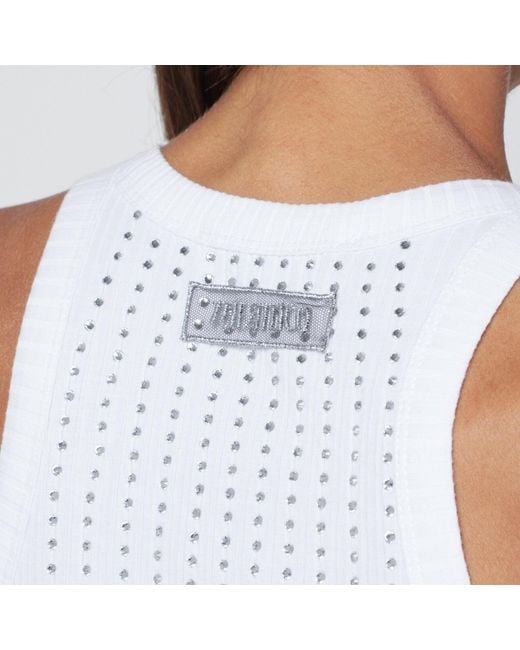 The Attico Blue Tank Top With Rhinestones