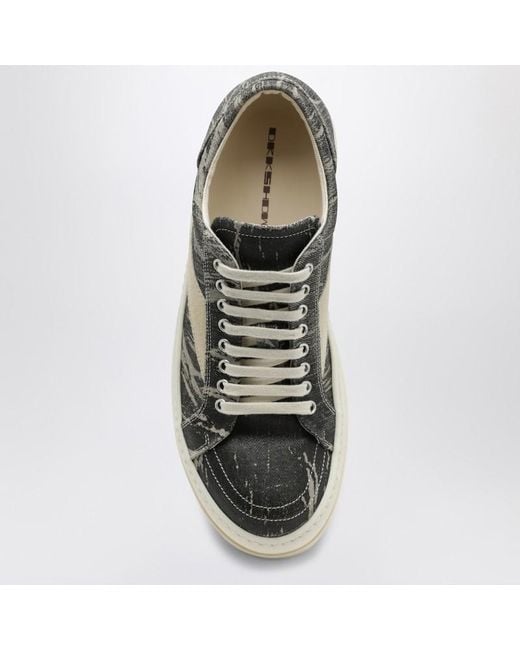 Rick Owens Gray Cream Vintage Denim-Effect Fabric Sneakers for men