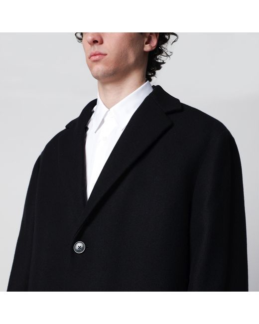 Dries Van Noten Black Coat With Removable Neckline for men