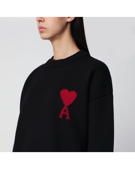 AMI Black Ami De Coeur Virgin Wool Sweater