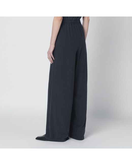 Max Mara Blue Wide-Leg Silk Trousers