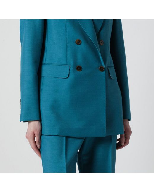 Max Mara Blue Woolblend Doublebreasted Jacket