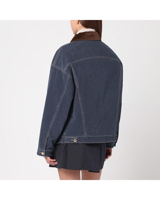 Miu Miu Blue Denim Jacket With Velvet Collar