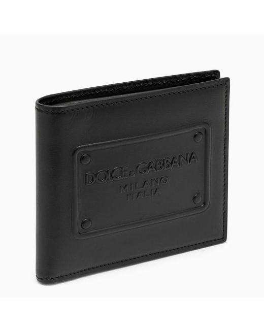 Portafoglio bi-fold in pelle con logo di Dolce & Gabbana in Black da Uomo