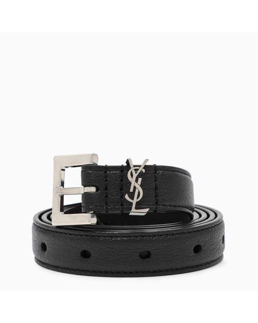 Cintura nera con monogramma di Saint Laurent in Black da Uomo
