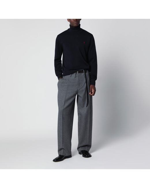 AMI Gray Tailored Wool Trousers for men