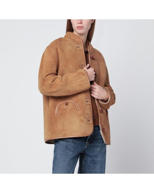 Blazé Milano Orange Curly Camel Shearling Jacket