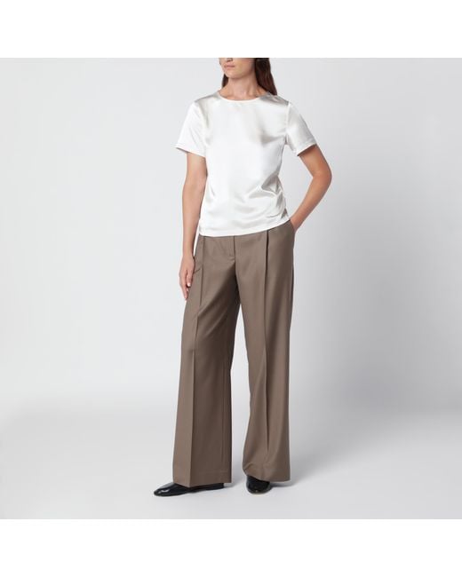 Weekend by Maxmara White Cream Satin Crew Neck T-Shirt