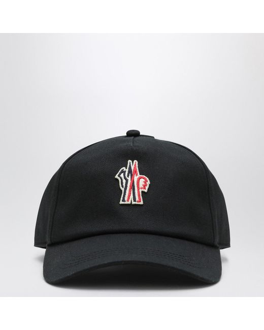 Moncler Black Baseball Cap With Logo Patch for men