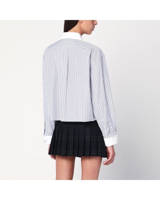 Miu Miu White Weißes Gestreiftes Hemd Mit Logo