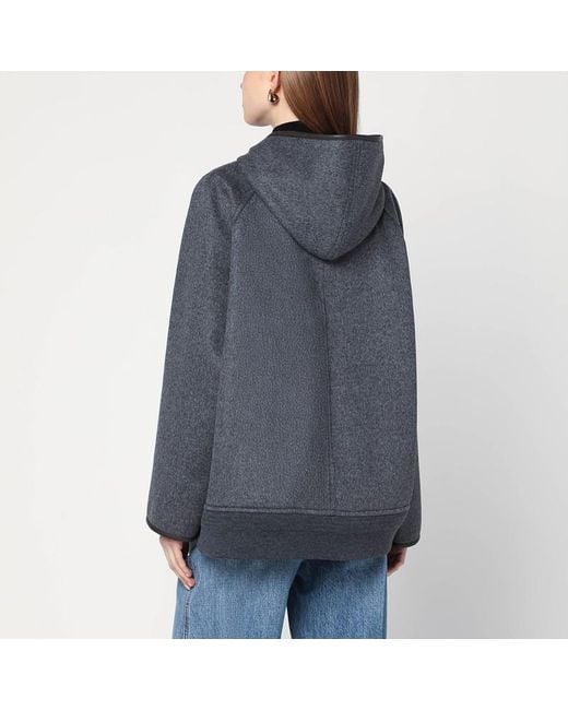 Bottega Veneta Black Graue Wolljacke Mit Kapuze