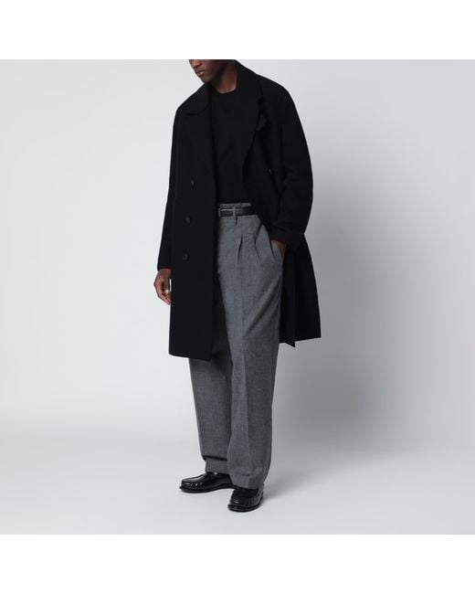 Harris Wharf London Black Double-Breasted Wool Coat for men