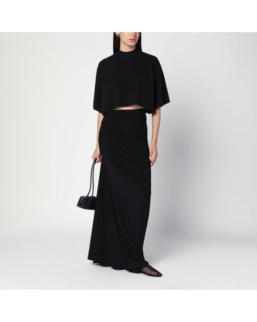 Alaïa Black Long Draped Skirt