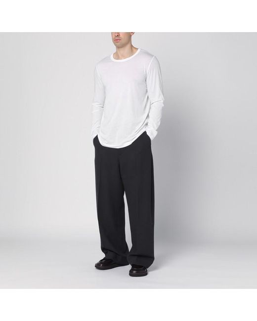 Dries Van Noten Weißes Langärmliges Jersey-T-Shirt in White für Herren