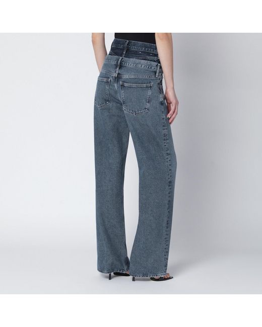 Agolde Blue Elson Jeans With Double Waistband