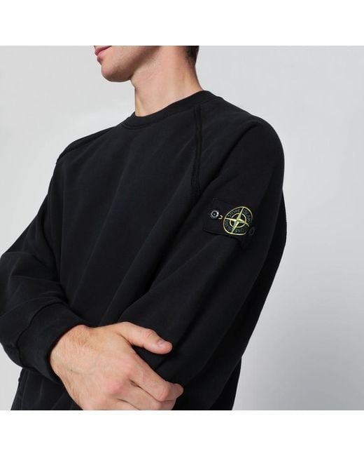 Stone Island Übergroßes Schwarzes Sweatshirt Mit Rundhalsausschnitt in Black für Herren