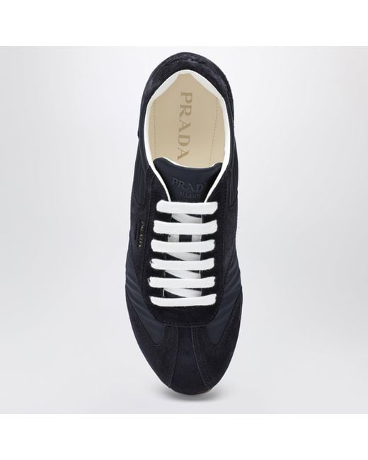 Prada Blue Fabric And Suede Sneakers for men