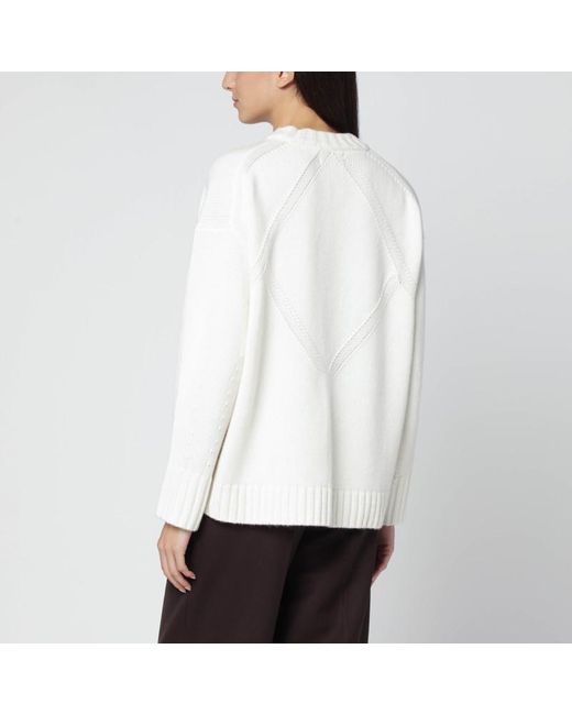 Maglione avorio in cashmere di Loulou de Saison in White