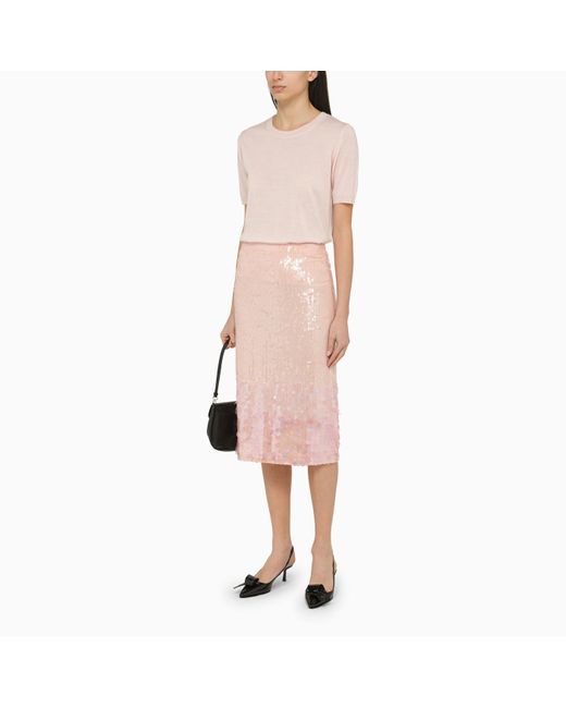 P.A.R.O.S.H. Pink P.A.R.O..H. Sequin Pencil Skirt
