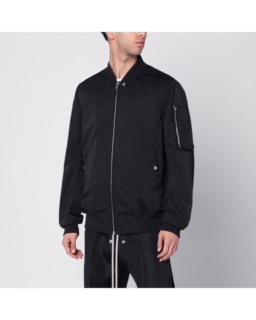 Rick Owens Black Bomber With Zipper for men