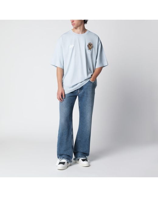 Off-White c/o Virgil Abloh Blue Offwhite Tshirt With Logo Prints for men