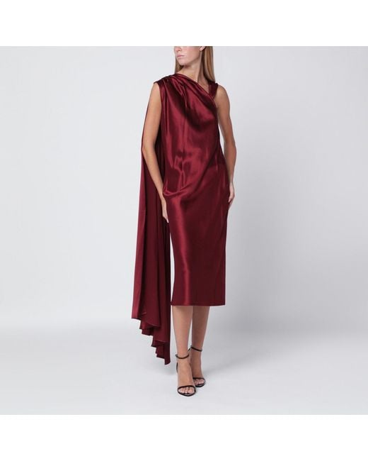 Max Mara Red Raspberry Cape Detail Dress