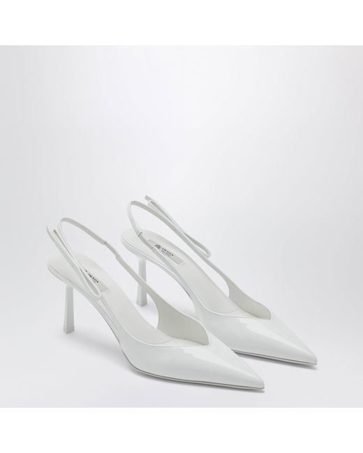 Prada White Leather Slingback Pumps