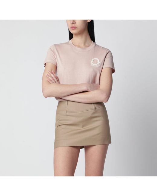 Moncler Natural T-Shirt With Logo Embroidery
