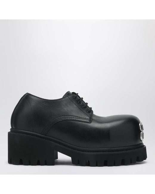 Balenciaga Black Leather Derby Stomper Shoe for men