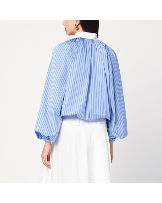 Patou Blue Striped Balloon-Sleeve Shirt