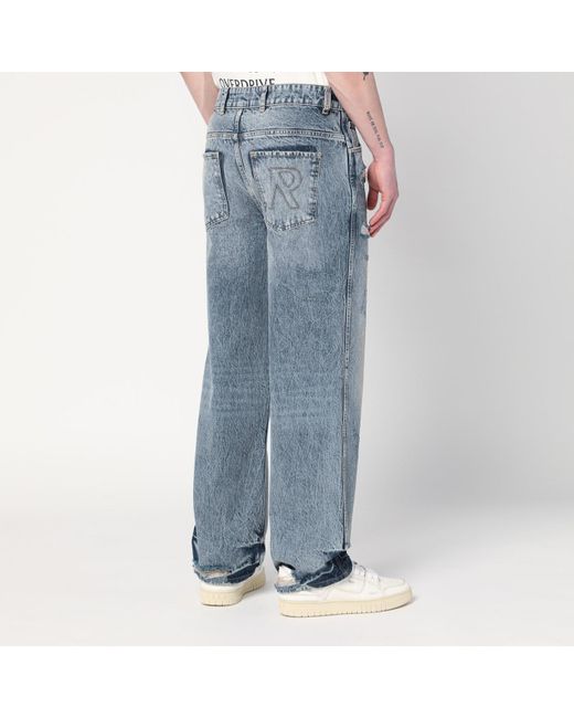 Represent Blue Washed Jeans With Rips for men