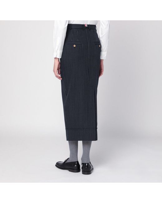 Thom Browne Blue Pinstriped Pencil Skirt