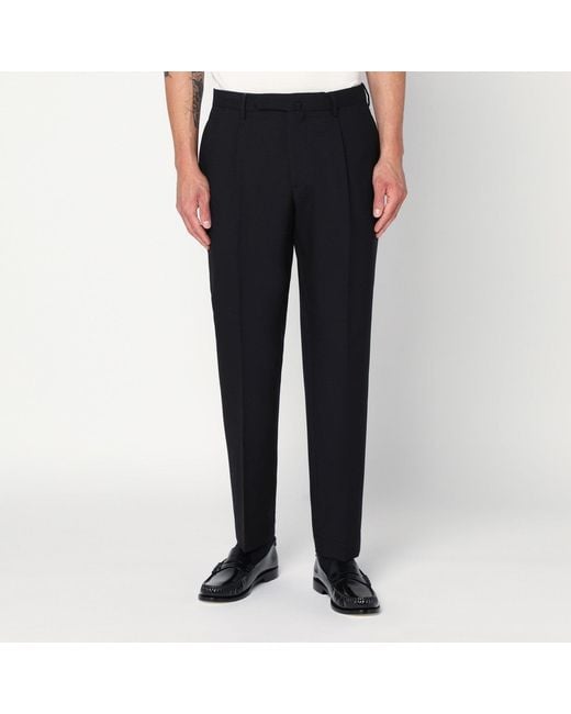 Santaniello Black Regular Wool Pants for men